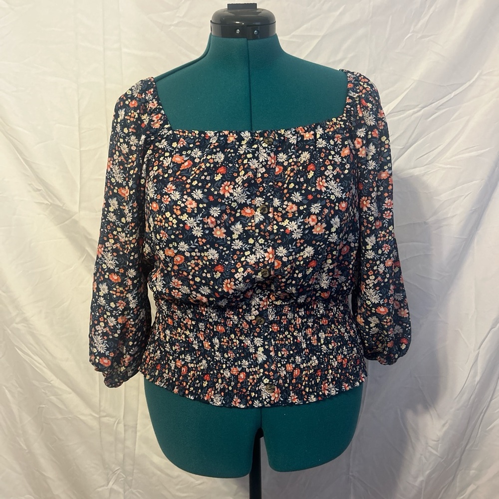 Floral Women's Top - navy and Multicolor